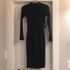 Long sleeve navy blue dress